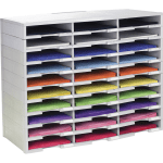 Storex Stackable Literature Sorter - 15000 x Sheet - 30 Compartment(s) - 9.50in x 12in - 25.5in Height x 14.1in Width31.4in Length - Gray - Plastic - 1 Each