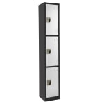 Alpine Large 3-Tier Steel Lockers, 72inH x 12inW x 12inD, Black/White, Pack Of 2 Lockers