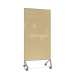 Ghent Pointe Magnetic Mobile Dry-Erase Glassboard, 76-1/2in x 36-3/16in, Beige, Silver Metal Frame