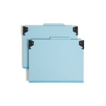 Smead FasTab Hanging Classification Folders With SafeSHIELD Fasteners, Letter Size, 50% Recycled, Blue, Box Of 10 Folders