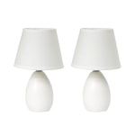 Simple Designs Mini Egg Oval Ceramic Table Lamp, 9.45inH, Off White, 2pk