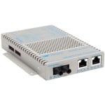 Omnitron OmniConverter 10/100/1000 PoE Gigabit Ethernet Fiber Media Converter Switch RJ45 ST Single-Mode 12km - 2 x 10/100/1000BASE-T; 1 x 1000BASE-LX; US AC Powered; Lifetime Warranty