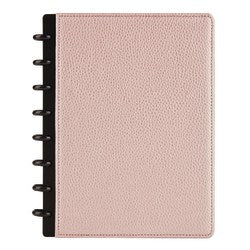 TUL Discbound Notebook With Pebbled Leather Cover, Junior Size, Narrow Ruled, 60 Sheets, Rose Gold