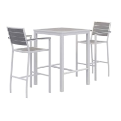 KFI Studios Eveleen 3-Piece Outdoor Patio Set, 41inH x 30inW x 30inD, Silver/Mocha