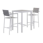 KFI Studios Eveleen 3-Piece Outdoor Patio Set, 41inH x 30inW x 30inD, White/Grey