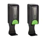 Alpine Industries 1200 mL Wall Mount Automatic Gel Hand Sanitizer Dispensers With Drip Trays, Black, Set Of 2 Dispensers