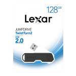 Lexar JumpDrive TwistTurn2 USB 2.0 Flash Drive, 128GB, Black, LJDTT2-128ABNABK