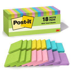 Post-it Notes, 3 in x 3 in, 12 Pads, 100 Sheets/Pad, Clean Removal, Canary Yellow, Lined