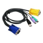 IOGEAR PS/2-USB KVM Cable - 10ft - 10 ft (PS/2)/USB/VGA KVM Cable for Keyboard, Mouse, KVM Switch, Video Device - First End: 1 x SPHD Male VGA - Second End: 1 x HD-15 Male VGA, Second End: 2 x Mini-DIN (PS/2) Male Keyboard/Mouse