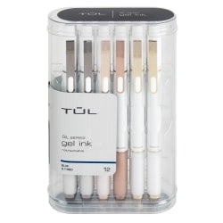 TUL GL Series Retractable Gel Pens, Medium Point, 0.7 mm, Pearl White Barrel, Blue Ink, Pack Of 12 Pens