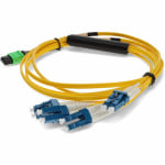 AddOn 5m Arista Networks CAB-M12P4LC-S5 Compatible MPO (Female) to 8xLC (Male) 8-Strand Yellow OS2 OFNR (Riser-Rated) Fiber Fanout Cable - 100% compatible and guaranteed to work