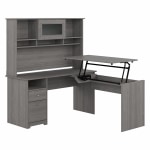 Bush Furniture Cabot 60inW 3-Position Sit-To-Stand Height-Adjustable L-Shaped Desk With Hutch, Modern Gray, Standard Delivery