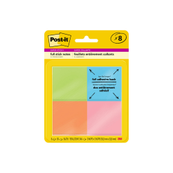 Post-it Notes Super Sticky Full Stick Notes, 2 x 2 in., Energy Boost Collection, Pack Of 8 Pads