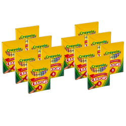 Crayola Large Crayons, 4in x 7/16in, Assorted Colors, 8 Crayons Per Box, Set Of 12 Boxes