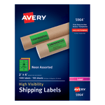 Avery High-Visibility Shipping Labels, AVE5964, 2in x 4in, Assorted Colors, Box Of 1000