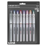 uni-ball Vision Elite Liquid Ink Rollerball Pens, Bold Point, 0.8 mm, Black Barrel, Assorted Ink Colors, Pack Of 8