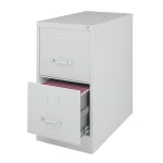 WorkPro 26-1/2inD Vertical 2-Drawer Letter-Size File Cabinet, Light Gray