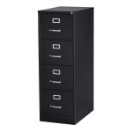 WorkPro 26-1/2inD Vertical 4-Drawer Legal-Size File Cabinet, Black