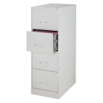 WorkPro 26-1/2inD Vertical 4-Drawer Legal-Size File Cabinet, Light Gray