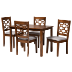 Baxton Studio Henry 5-Piece Dining Set, 29-1/8inH x 43-5/16inW x 27-9/16inD, Gray/Walnut