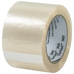 3M Tartan 305 Carton Sealing Tape, 3in Core, 3in x 110 Yd., Clear, Case Of 6