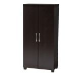 Baxton Studio Marine 2-Door Shoe Storage Cabinet, Wenge Dark Brown