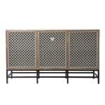 SEI Sulham Modern 3-Door Media Cabinet, 30inH x 52inW x 15-3/4inD, Natural/Gray/Gunmetal