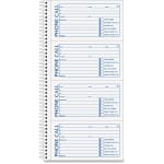 TOPS Second Nature Spiralbound Phone Call Book, 2-Part, 5 1/2in x 11in, 60% Recycled, White/Blue