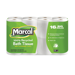 Marcal Small Steps 2-Ply Toilet Paper, 100% Recycled, 168 Sheets Per Roll, Pack Of 16 Rolls