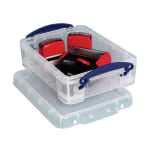 Really Useful Box Plastic Storage Container With Built-In Handles And Snap Lid, 1.75 Liters, 9 1/2in x 7in x 3in, Clear