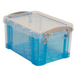 Really Useful Box Plastic Storage Container With Built-In Handles And Snap Lid, 1.6 Liters, 7 1/2in x 5 1/4in x 4 1/4in, Blue