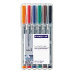 Staedtler Lumocolor 80% Recycled Nonpermanent Markers, Ultra Fine, Assorted Colors, Pack Of 6