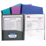 C-Line 8-Pocket Spiral-Bound Poly Portfolios, 8 1/2in x 11in, Assorted Colors, Pack Of 6