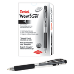 Pentel Wow! Retractable Gel Roller Pens, Medium Point, 0.7 mm, Clear Barrel, Black Ink, Pack Of 12