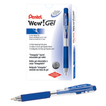 Pentel Wow! Retractable Gel Roller Pens, Medium Point, 0.7 mm, Clear Barrel, Blue Ink, Pack Of 12