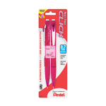 Pentel Twist-Erase Pink Click Mechanical Pencils, #2 Lead, 0.7 mm, Refillable, Pink Barrel, Pack Of 2