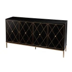 SEI Furniture Marradi 62inW Sideboard Cabinet With Storage, Black/Gold