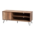 Baxton Studio Contemporary TV Stand, 20-1/8inH x 47-1/4inW x 15-5/8inD, Rustic Oak/Black