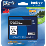 Brother TZe-345 White-On-Black Tape, 0.75in x 26.2ft