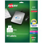 Avery Permanent ID Labels With Sure Feed Technology, 6570, Rectangle, 1-1/4in x 1-3/4in, White, Pack Of 480 Labels