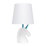 Simple Designs Sparkling Unicorn Table Lamp, 16inH, White/Blue