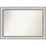 Amanti Art Non-Beveled Rectangle Framed Bathroom Wall Mirror, 29-1/4in x 41-1/4in, Salon Silver