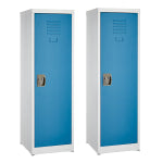 Alpine 1-Tier Steel Lockers, 48inH x 15inW x 15inD, Blue, Set Of 2 Lockers