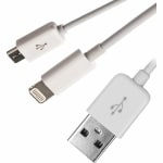 4XEM USB To Lightning and Micro USB Cable For iPhone/iPod/iPad/Galaxy - Lightning/USB for iPhone, iPad, iPod, Cellular Phone, Camera - 8in - 1 x Type A Male USB - 1 x Male Micro USB, 1 x Lightning Male Proprietary Connector