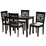 Baxton Studio Jackson 5-Piece Dining Set, 29-1/8inH x 43-5/16inW x 27-9/16inD, Gray/Espresso