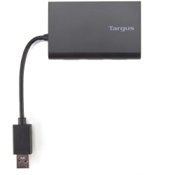 Targus 4-Port USB/Ethernet Hub, 0.59inH x 1.57inW x 2.17inD, Black, 11292866