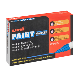 Uni-Paint Markers, Medium Point, Silver, Pack Of 12