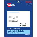 Avery Permanent Labels With Sure Feed, 94247-WMP25, Rectangle, 2-1/2in x 7in, White, Pack Of 75