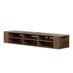 South Shore City Life Wall-Mounted Media Console For TVs Up To 66in, 11-1/2inH x 68-1/4inW x 16-1/4inD, Natural Walnut