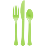 Amscan Boxed Heavyweight Cutlery Assortment, Kiwi Green, 200 Utensils Per Pack, Case Of 2 Packs